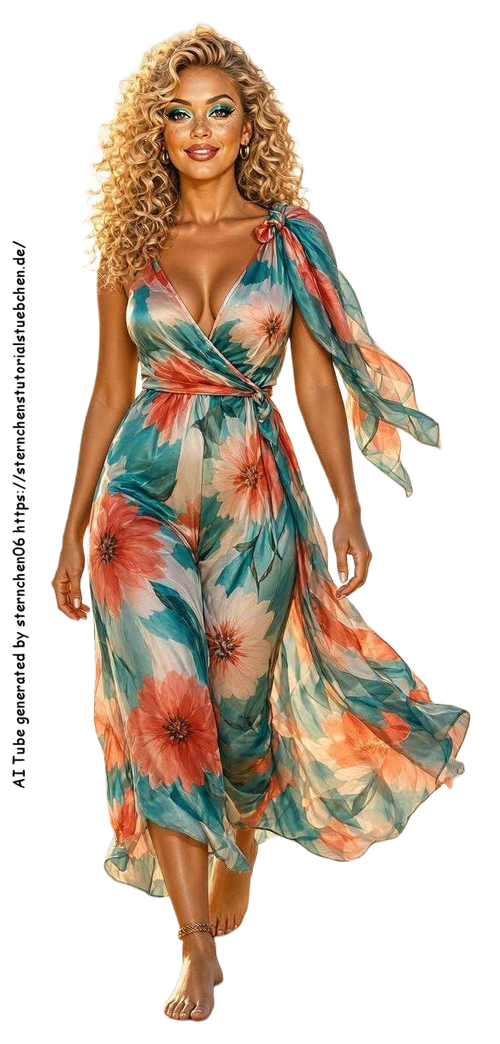 Airbrush style of a curly haired blonde woman with teal and (7)