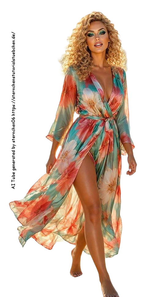 Airbrush style of a curly haired blonde woman with teal and (5)