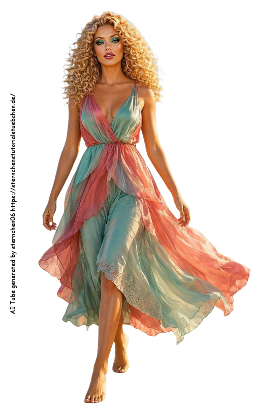Airbrush style of a curly haired blonde woman with teal and (8)
