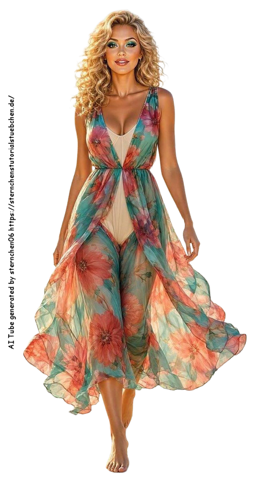 Airbrush style of a curly haired blonde woman with teal and (12)