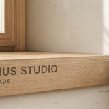spinus studio minimalist wood typography detail