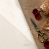 handmade crafting tools honeycomb paper flat lay