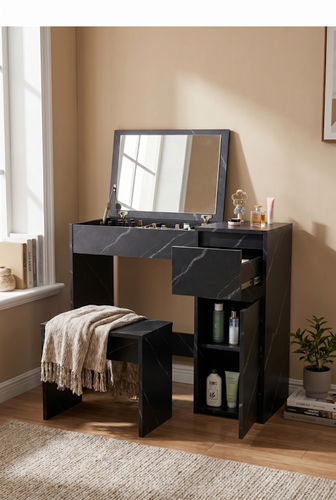 Modern Dressing Table with Drawers from DHS for compact bedroom routines.png