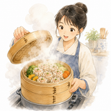 6. 蒸す（むす）— mengukus