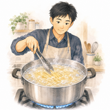 5. ゆでる — memasak, merebus