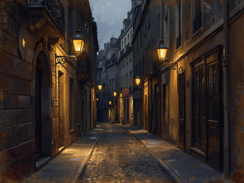 erstelle eine beleuchtete Gasse in Paris (6)