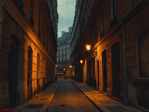erstelle eine beleuchtete Gasse in Paris (3)