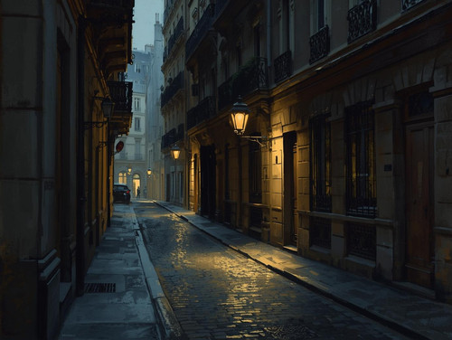 erstelle eine beleuchtete Gasse in Paris (2)