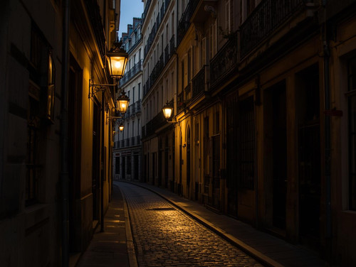 erstelle eine beleuchtete Gasse in Paris (4)