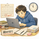 20. 締め切り（しめきり）— batas waktu