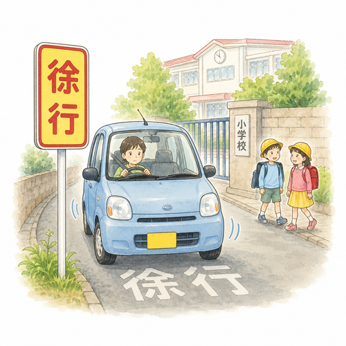 25. 徐行（じょこう）— berjalan atau berkendara perlahan lahan.png