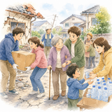 44. 助け合います（たすけあいます）— saling membantu
