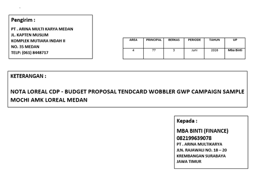 NOTA LOREAL BUDGET PROPOSAL TENDCARD WOBBLER GWP CAMPAIGN SAMPLE MOCHI MEDAN AMK LOREAL MEDAN.png