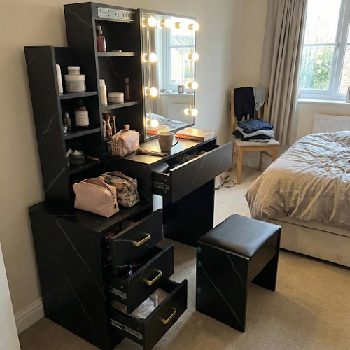 The perfect black dressing table with mirror and stool for my daughter.png