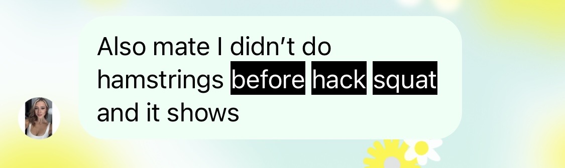 Didn't do hamstring before hack squats and felt it