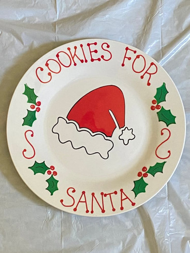 Cookies for Santa Plate Christmas Plate Hand Painted Plate Ceramic Plate Serving Plate Gift Plate Ch.jpg