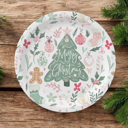 Cute retro Christmas things Illustration Pattern Paper Plates.jpg