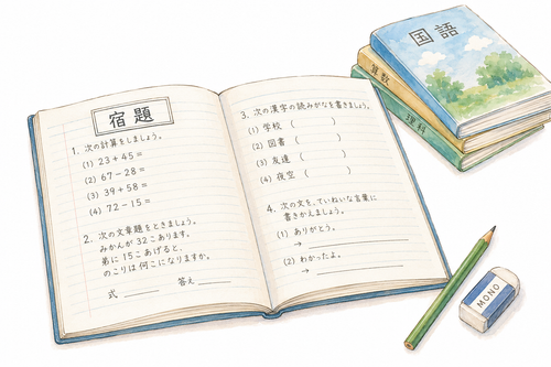 37. しゅくだい（宿題）— pekerjaan rumah PR.png