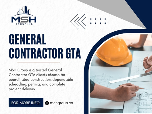 A dependable General contractor GTA helps maintain organization by Coordinating subcontractors, Monitoring project timelines, Reviewing workmanship regularly, Communicating with clients, Addressing issues before they grow. This oversight creates stability throughout construction while allowing every trade to perform efficiently.

Address: 426 Maria Antonia Rd, Woodbridge, ON L4H 2Y9, Canada
Phone: 647-886-4990
Mail: info@msheng.ca

Read Our Blogs:
https://mshgroupca.wixsite.com/mshgroupca
https://mshgroupca.weebly.com/
https://mshgroupca.medium.com/

More Links:
https://taplink.cc/mshgroupca
https://www.apsense.com/user/mshgroupca
https://mshgroupca.mystrikingly.com/
https://open.spotify.com/show/0343s0UEFtzCwgcNb1H3Kh