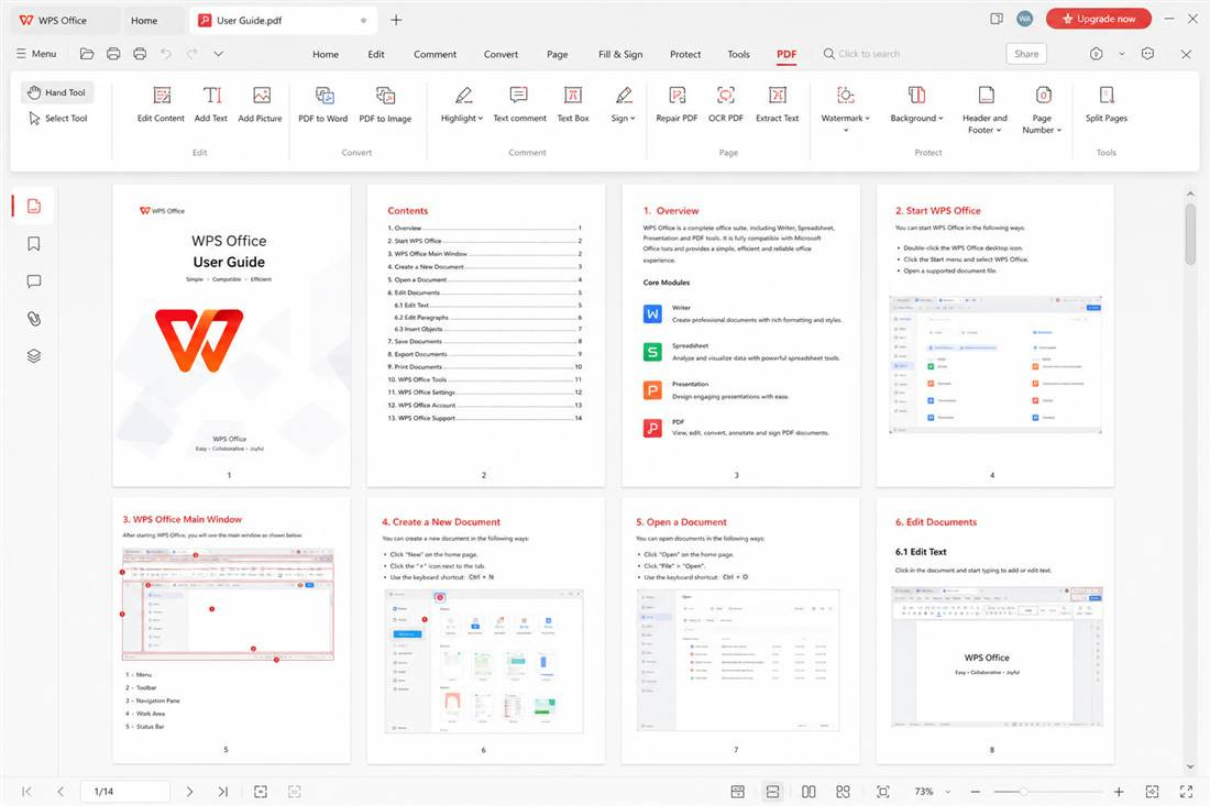 WPS Office PDF tab showing Edit, Convert, OCR, Repair, and Protect tools