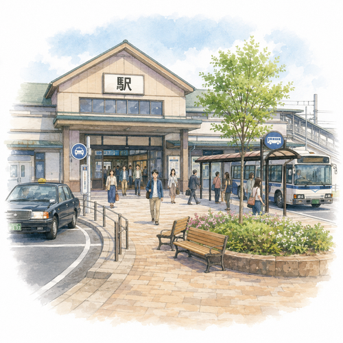 17. 駅前（えきまえ）— depan stasiun.png