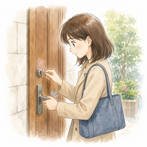 8. 掛けます（かけます）［かぎを～］— mengunci.png