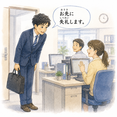 29. お先に［失礼します。］（おさきに［しつれいします］）— permisi duluan.png