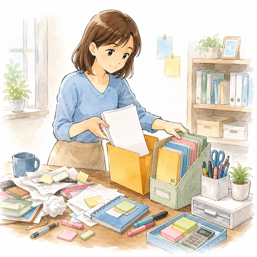 36. 整理します（せいりします）— mengatur, merapikan.png