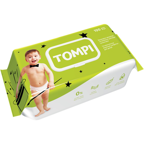 4870237159583 365190 САЛФЕТКИ TOMPI ДЕТСКИЕ ВЛАЖНЫЕ БЕЗ АРОМАТА 100ШТ ФЛ П.png
