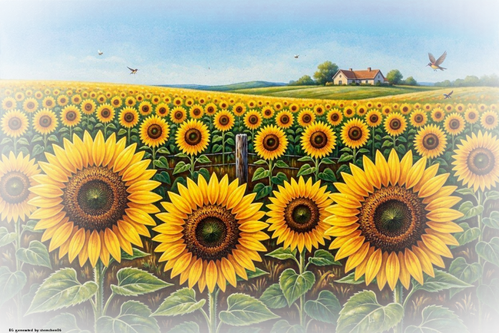 fields of sunflowers airbrush art Kopie (2)