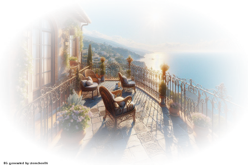 Foto vom einer Terasse mit Blick aufs Meer in Italien (2)