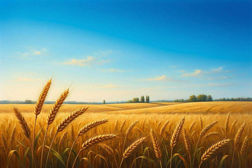 airbrush style eines weizenfeldes blauer himmel ohne weg (1)