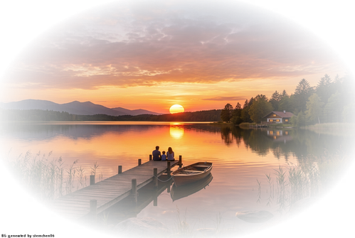 Firefly ein bezaubernder Sonnenuntergang am See, ohne text 404351