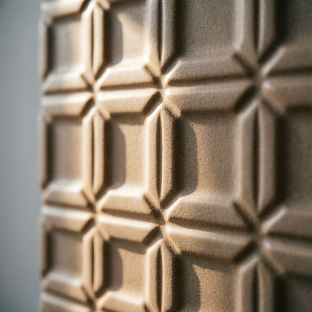 Real photo: textured 3D designer wall tile close-up