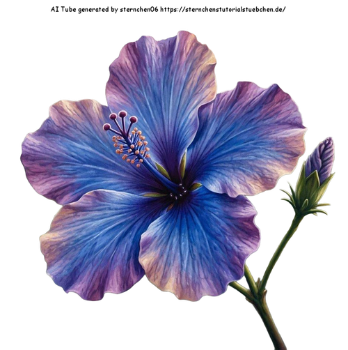 airbrush style eine hibiskusblte blaulila am Stil gemalt (1)