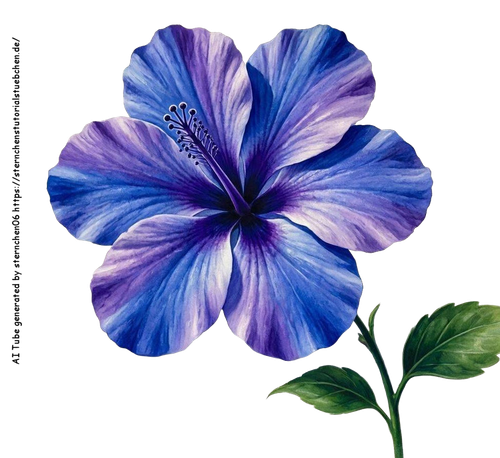 airbrush style eine hibiskusblte blaulila am Stil gemalt (2)