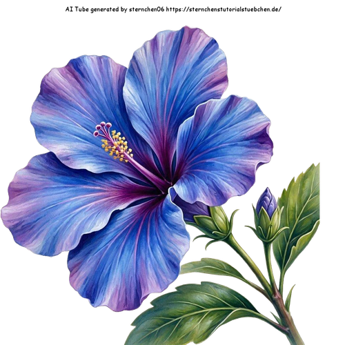 airbrush style eine hibiskusblte blaulila am Stil gemalt