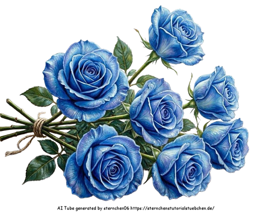 airbrush style eines bundes blauer rosen (3)