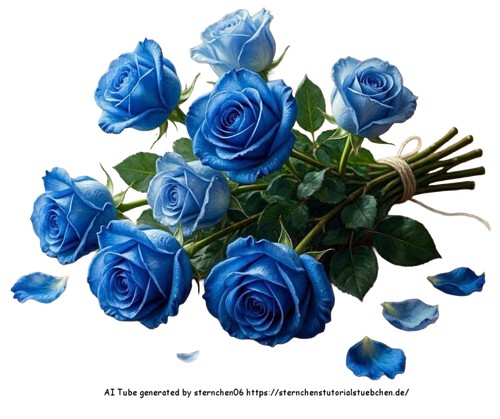 airbrush style eines bundes blauer rosen (1)