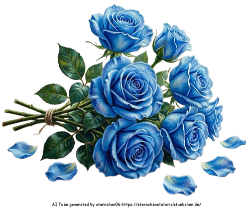 airbrush style eines bundes blauer rosen (2)