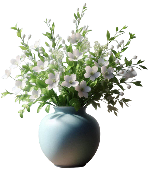 eine mittelblaue vase mit weien blumen (3)