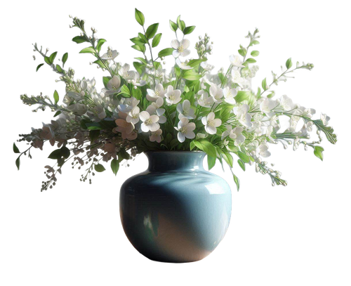 eine mittelblaue vase mit weien blumen (2)