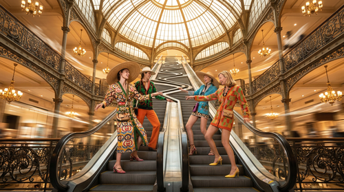 Nano Banana 2 ultra realistic 4k artistic photo of a confident joyful caucasian group of 5 top mo 1.2