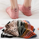 10 Pairs of Spring And Autumn Short Socks with Heel Embroidery smiling Couple Sweat Absorbent Breath.png