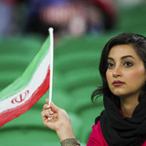 Iran supporters cheer prior to their FIFA World Cup 2022 group B match between Iran and USA at Al Th