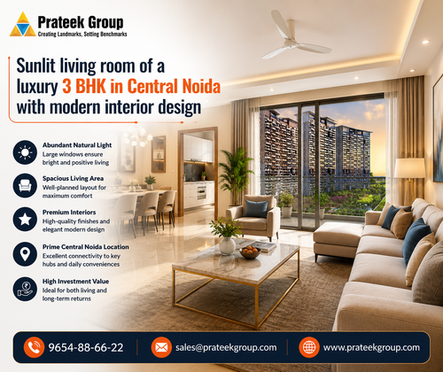Sunlit living room of a luxury 3 BHK apartment in Central Noida with modern interior design.png
