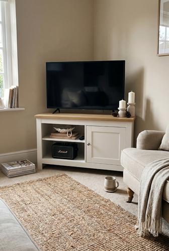 White TV unit from DHS for a corner media nook.png