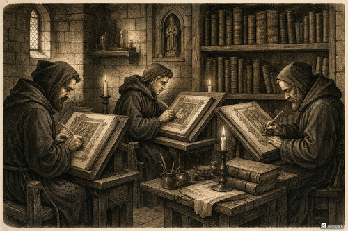 Gravure mdivale dun scriptorium monastique tr 1782850400931.png