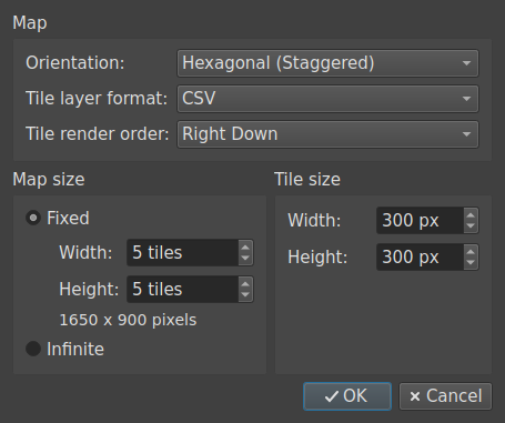 New Map dialog