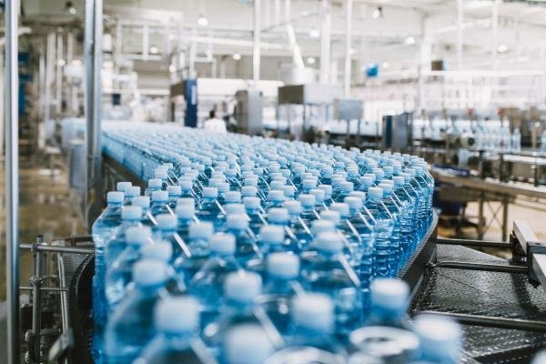 Plastic packaging on a modern production line